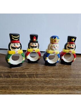 Vintage Boston Warehouse 4-Piece Ceramic Nutcracker Napkin Rings